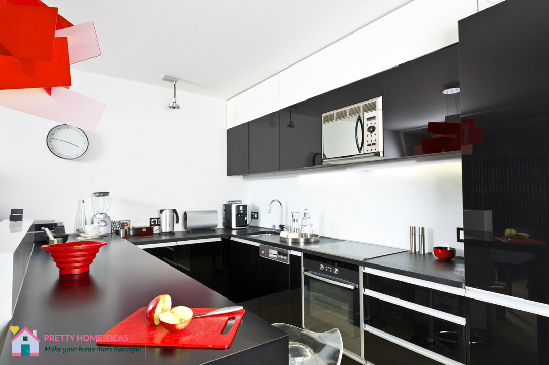 black and white color kitchen